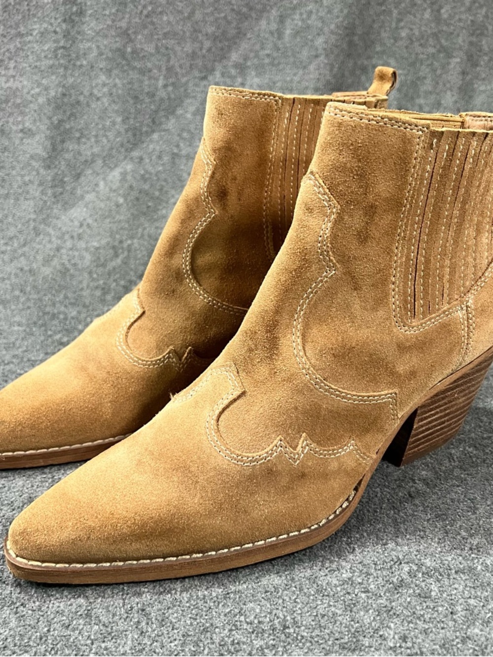 Sam Edelman Winona Women’s 8 Brown Suede Western Bootie Heeled Ankle Boot